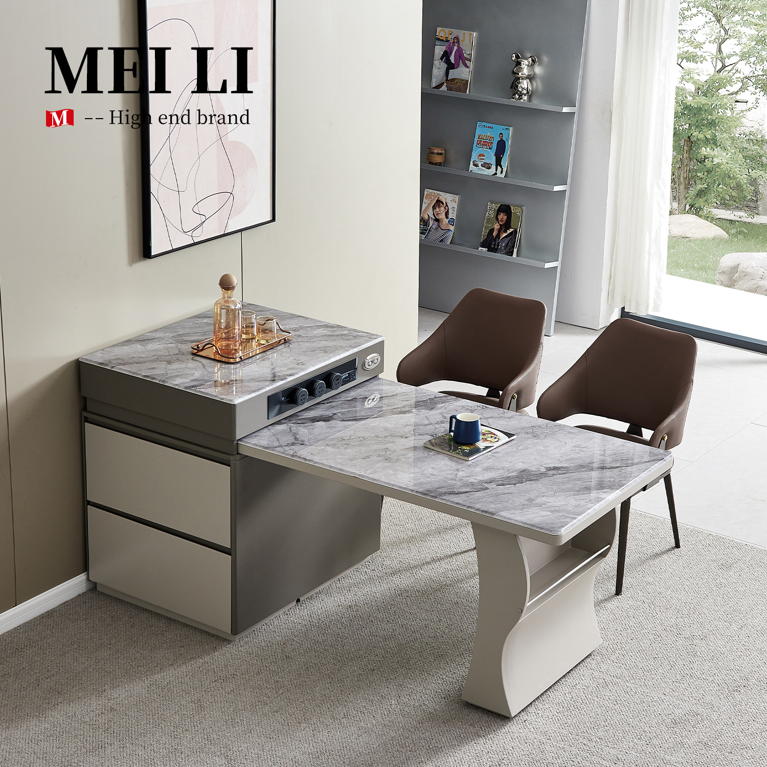 现代简约岛台餐桌一体家用小户型伸缩多功能厨房意式极简高级感,住宅家具,岛台餐桌,淘宝优惠券,粉丝福利购,淘宝优惠卷