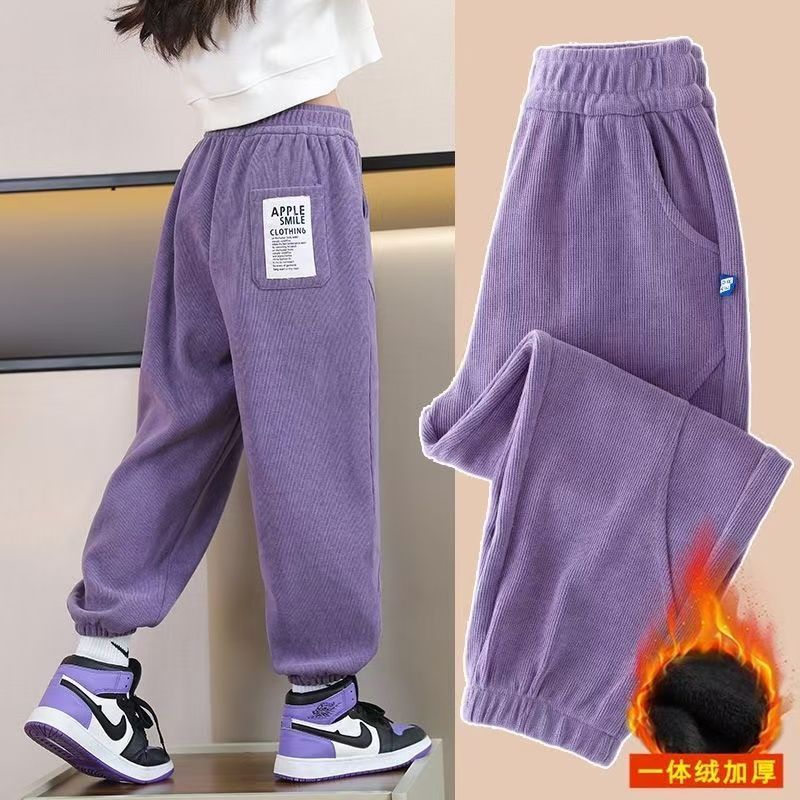 女童裤秋冬束脚灯芯绒新款运动裤