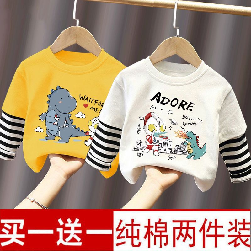 春秋款100%纯棉儿童长袖t恤