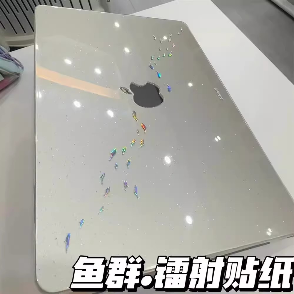 小鱼镭射贴纸diy手机壳立体浮雕贴高颜值电脑装饰贴画防水梓渝贴图片