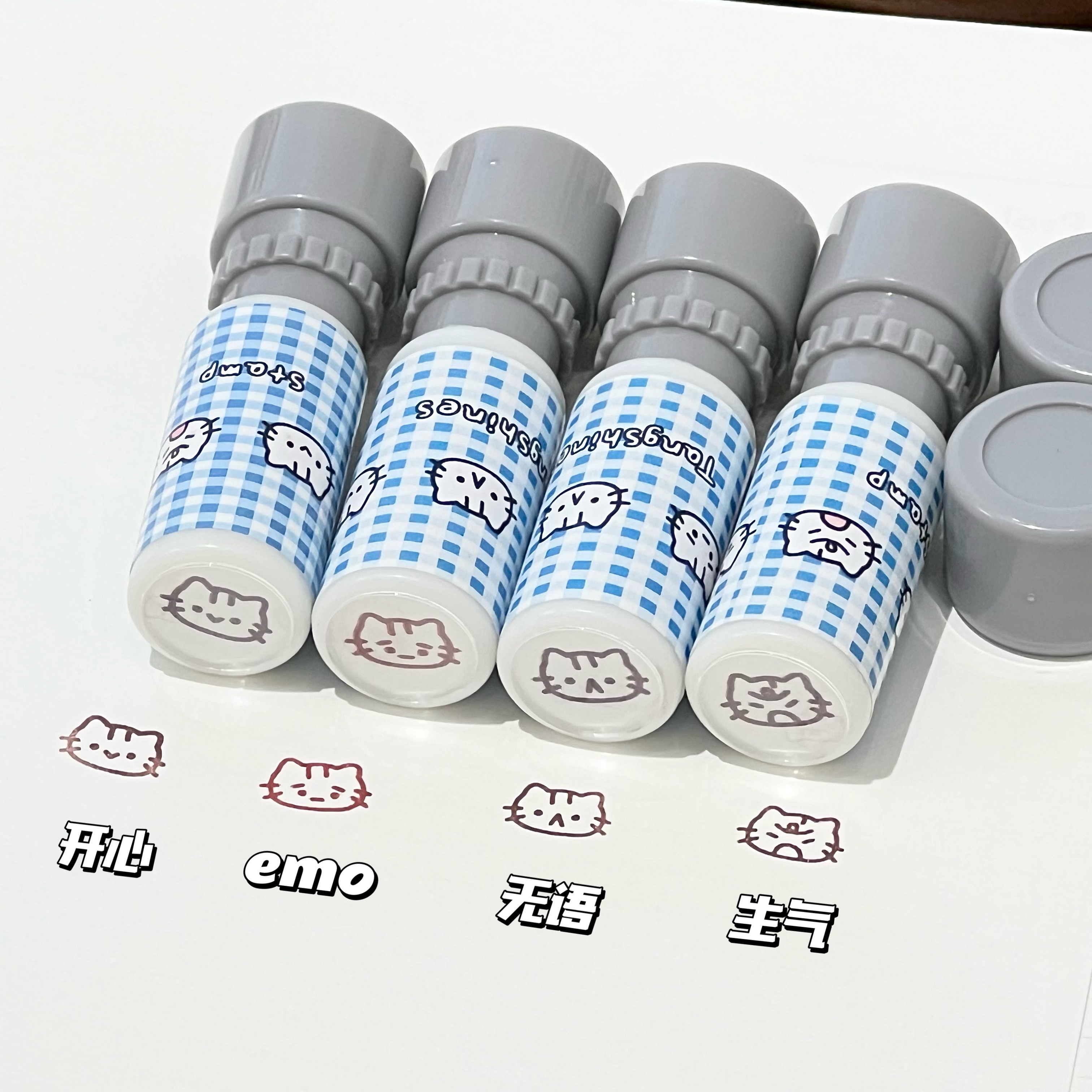 可爱迷你小猫卡通按压式光敏印章