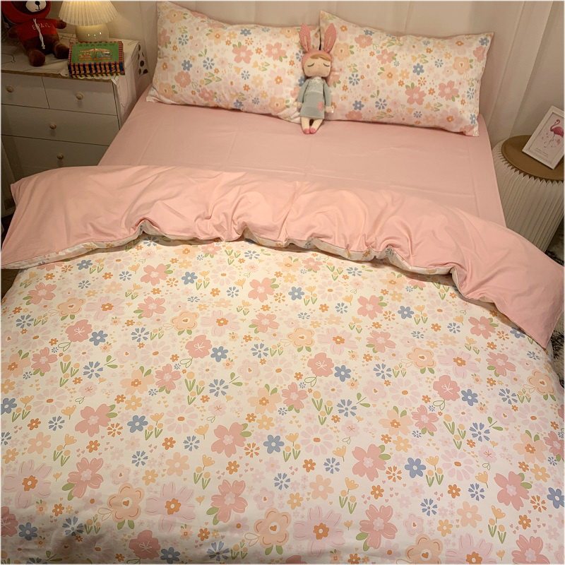 韩式少女粉色田园可爱小清新碎花全棉四L件套学生宿舍床上用品,床上用品,床品套件/四件套/多件套,淘宝优惠券,粉丝福利购,淘宝优惠卷