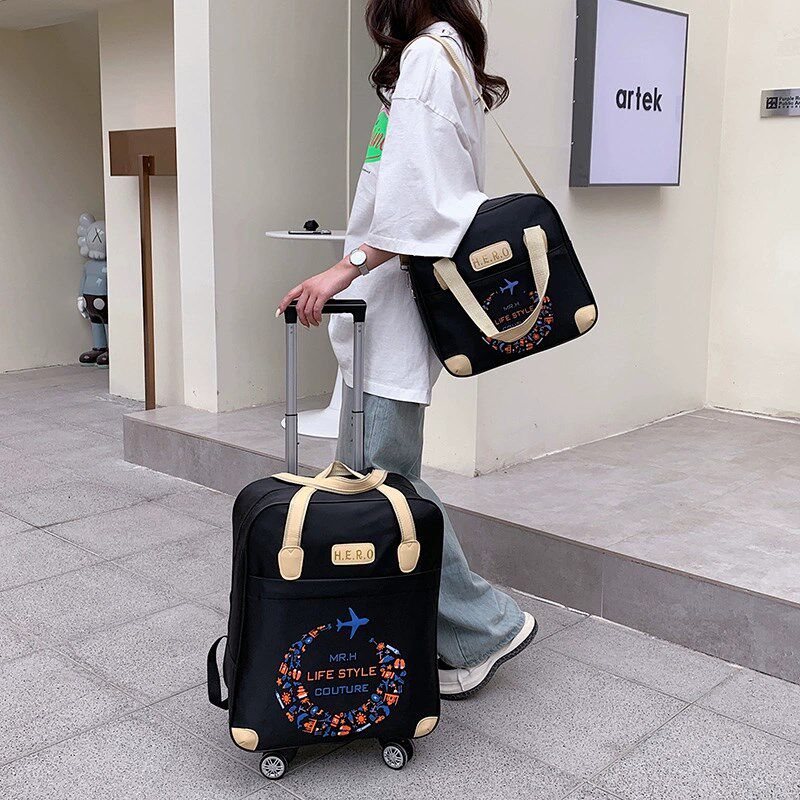 牛津布旅行包拉杆万向轮登机包超轻子母旅行箱小P女20寸拉杆行李