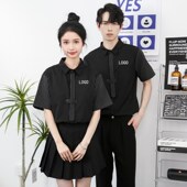 定制衬衫 印字logo图案夏装 宽松B西餐厅奶茶咖啡店男女团体公司工