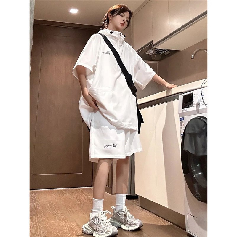 夏季新款300斤大n码套装女薄款宽松显瘦跑步潮流休闲运动两件套