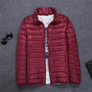 冬轻薄羽绒服男加肥加大码胖子超B轻便超薄款Q短款爸爸特大号中老