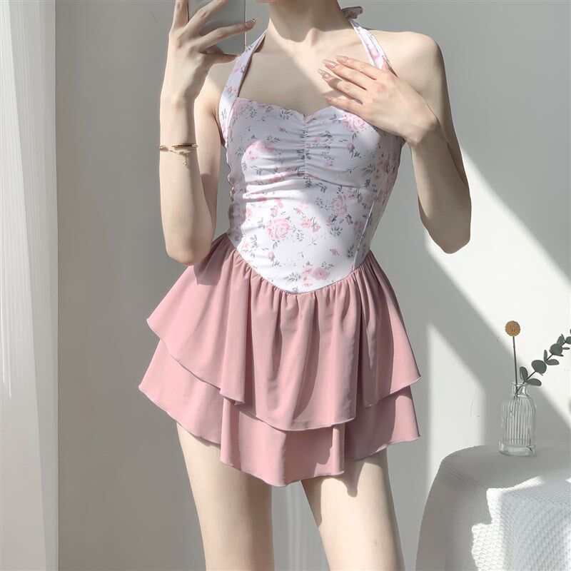 夏语微琪【夏日的诗】裙式连体泳衣女保守平角裤少女遮Z肚显瘦泳,运动/瑜伽/健身/球迷用品,连体泳衣,淘宝优惠券,粉丝福利购,淘宝优惠卷