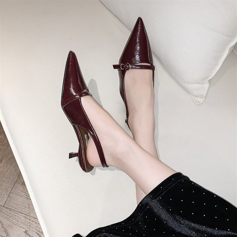 银色高跟鞋女20k25爆款高级感法式绝美不累脚单鞋尖头低跟包头凉,女鞋,一字带凉鞋,淘宝优惠券,粉丝福利购,淘宝优惠卷