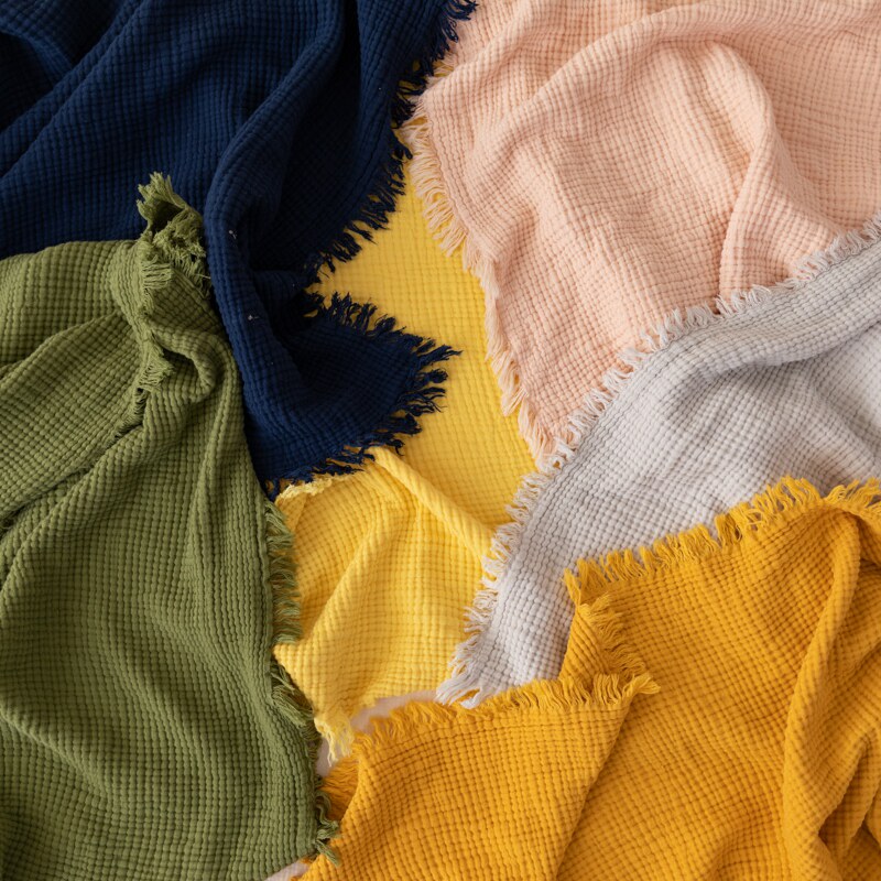 A类墨绿褶e皱流苏毛巾被夏季薄款四层纱布被子 柔软床单毛盖毯,床上用品,休闲毯/毛毯/绒毯,淘宝优惠券,粉丝福利购,淘宝优惠卷