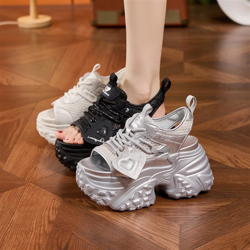 凉鞋女款夏季外穿2025年新款鱼嘴厚底增高小个子超W高跟运动沙滩,女鞋,沙滩鞋,淘宝优惠券,粉丝福利购,淘宝优惠卷