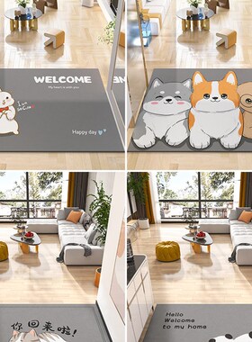 入户门地垫进门脚垫ppvc门垫可擦免洗皮革进户可裁剪门口卡通地毯