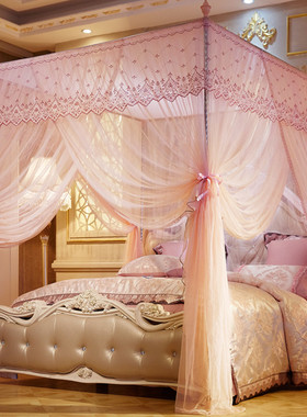 蚊帐1.5m床三开门1.8tm双人家用宫廷落地公主风加密加厚加粗支架