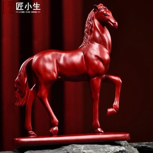 木雕摆件马实木质雕刻动物生肖中式F家居客书桌厅办公工艺红木礼