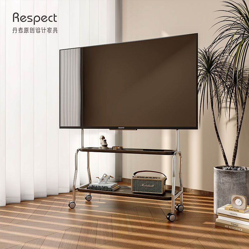 电视落地支架客厅卧室不锈钢艺术移动式现代简约挂架43X-75寸家用