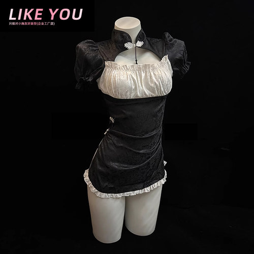 Like You小胸新中式性感旗袍古典黑丝制服qqny女睡裙内衣纯欲诱惑