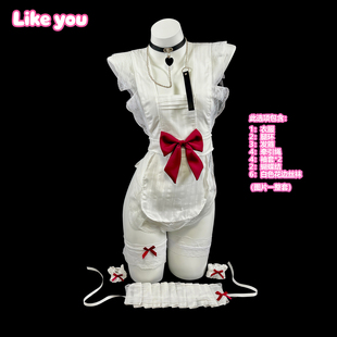 LikeYou小胸甜心性感女仆cos制服内衣纯欲可爱蕾丝蝴蝶结睡裙qqny