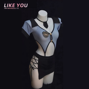 Like qqny内衣性感制服可爱诱惑连体衣裙秘书睡衣纯欲女 You小胸款