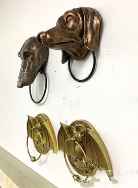 热款动物头门环家居室内蝙蝠腊肠狼狗英法斗犬墙面装饰工艺品