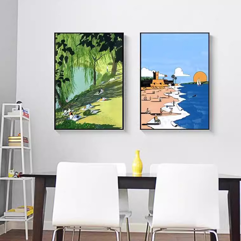 春夏秋冬客厅沙发背景墙装饰画现代简约餐厅挂画卧室床头壁画