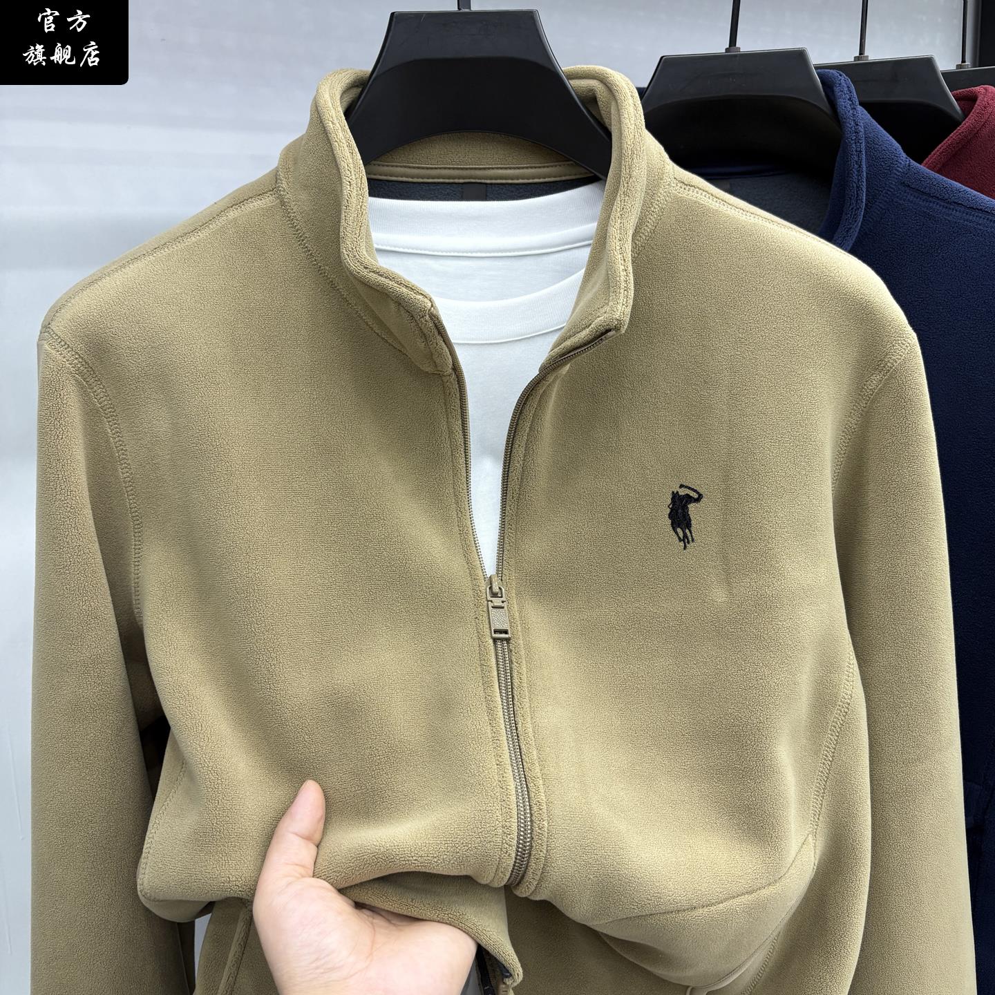 保罗官方品牌外套男士抓绒摇粒绒秋冬款拉链卫衣宽松上衣
