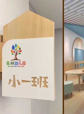 幼儿园门牌班牌定制装饰标识牌木质侧挂校园教室班级小学创意卡通