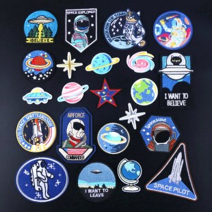 太空宇航员星球图案精品刺绣布贴衣服羽绒服包装饰贴补丁贴袖标
