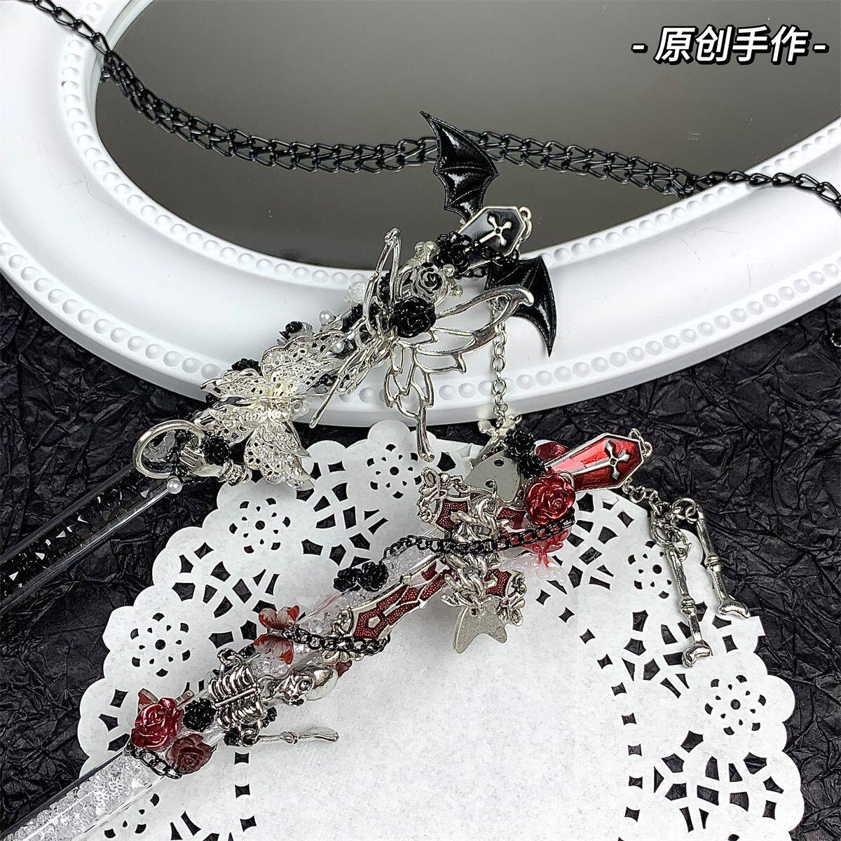 刀国风蝴蝶骷髅精致少女心手工刀图片
