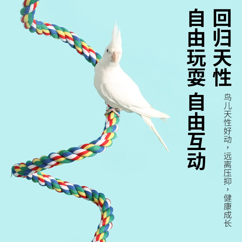 鹦鹉攀爬螺旋棉绳吊绳鸟笼装饰虎皮牡丹玄凤栖架秋千鸟站架子玩具