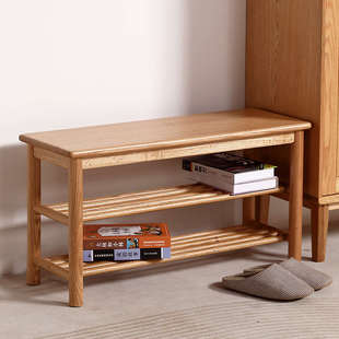 凳现代简约换鞋 架家用门口试鞋 凳简约小巧 凳纯实木鞋 橡木穿鞋