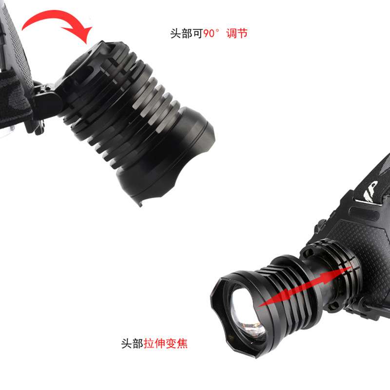 P70强光头灯led头戴式照明灯户外充电夜钓灯大泛光应急灯设备手电