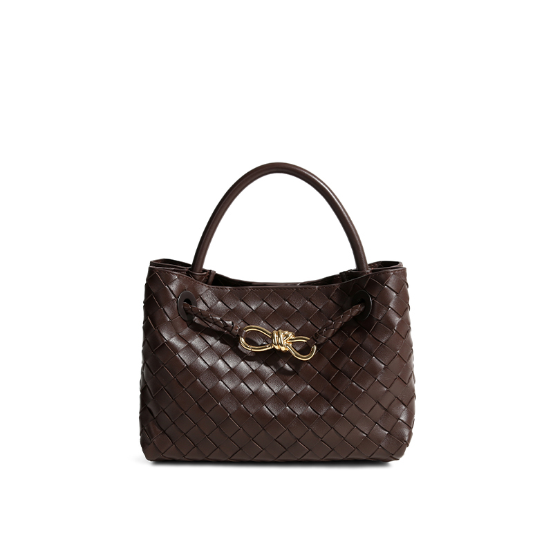 手工羊皮编织包8字扣手提包老钱风大容量单肩斜挎女包