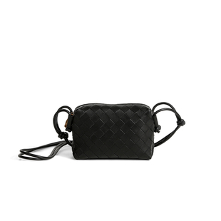 5020黑色 羊皮手工编织相机包 亚楠