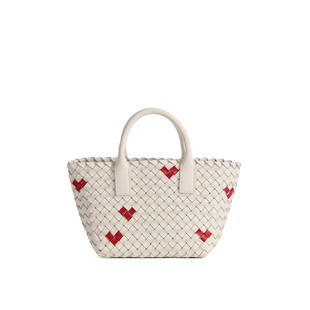 手工羊皮编织小菜篮子包 6001小号爱心