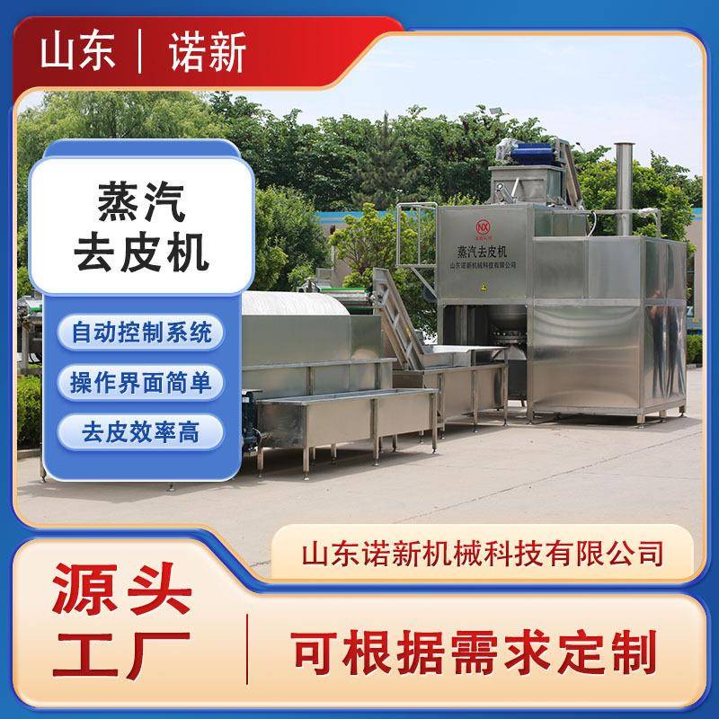 诺新全自动果蔬脱皮设备大型红薯高温蒸汽去皮机地瓜脱皮设备
