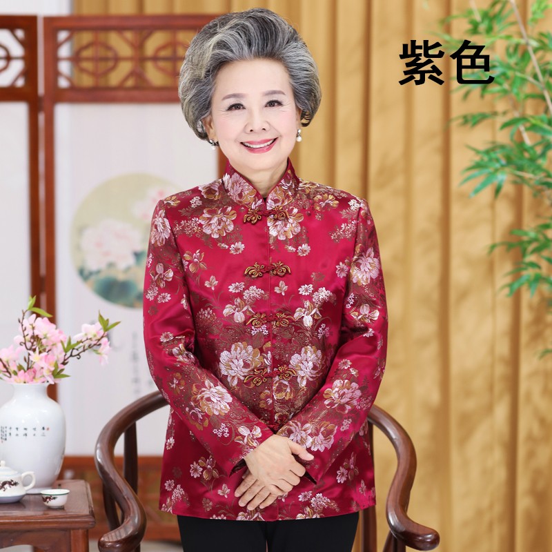 中老年人冬装棉衣老人过寿生日唐装女喜宴妈妈装老奶奶春秋外套女