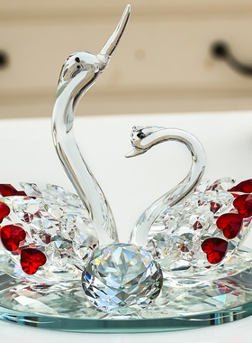 结婚礼物水晶天鹅摆件新婚礼品送朋友闺蜜创意实用婚房装饰品摆设