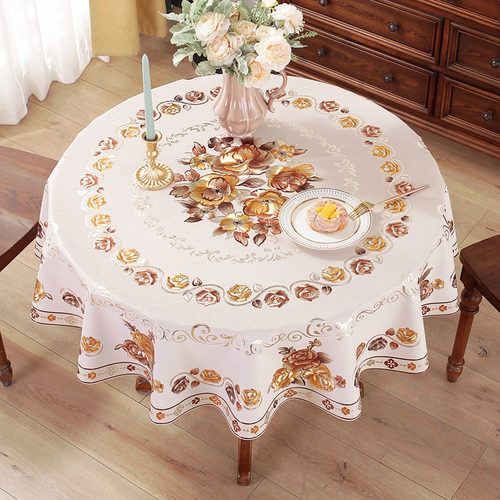 PVC圆形餐桌布防水防油防烫免洗饭桌布圆形茶几布桌垫小圆桌台布