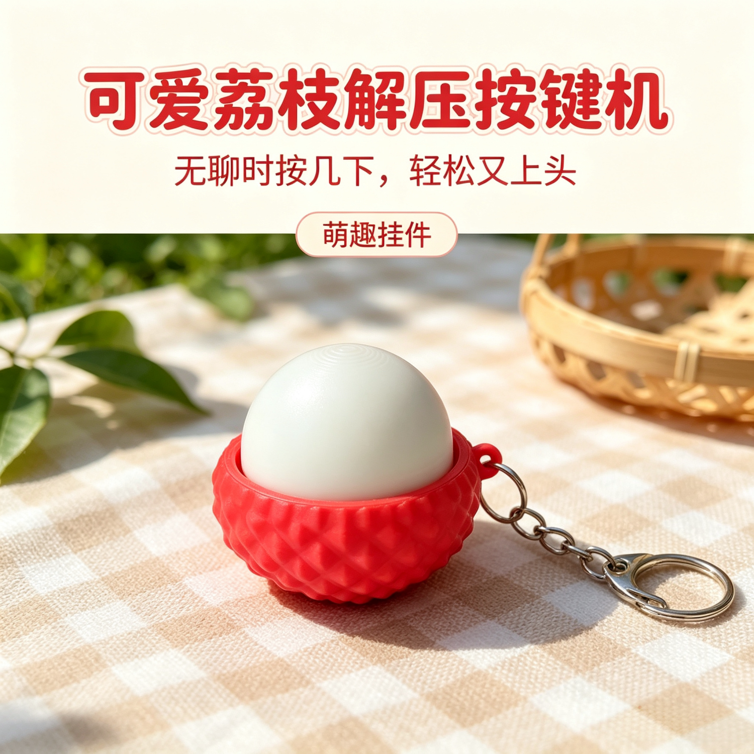 3D仿真荔枝机械键轴解压钥匙扣