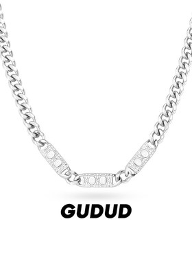 周杰伦同款压花方块项链男士潮牌简约百搭高级感古巴锁骨链送男友