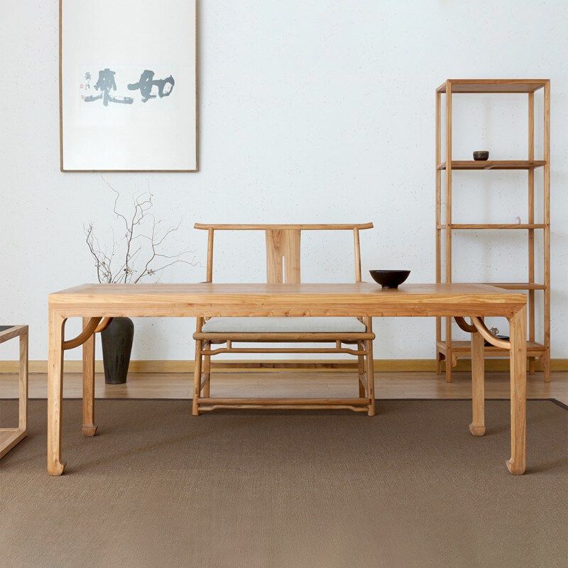 现代简易茶桌茶台实木原木风茶x桌 新中式原木色茶桌 客厅茶桌家
