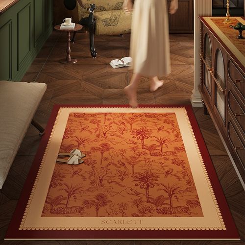 豹越林入户皮革门口地毯进门脚垫高级感南洋风防水防油耐脏地垫