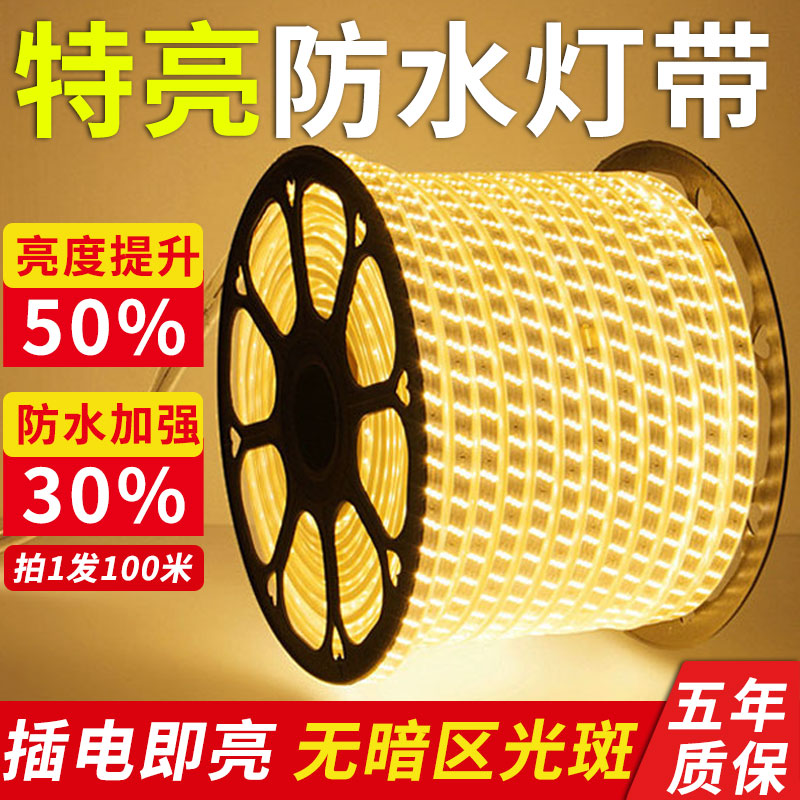 led灯带灯条户外防水p客厅摆摊超亮外墙亮化专用自粘220v软氛围灯