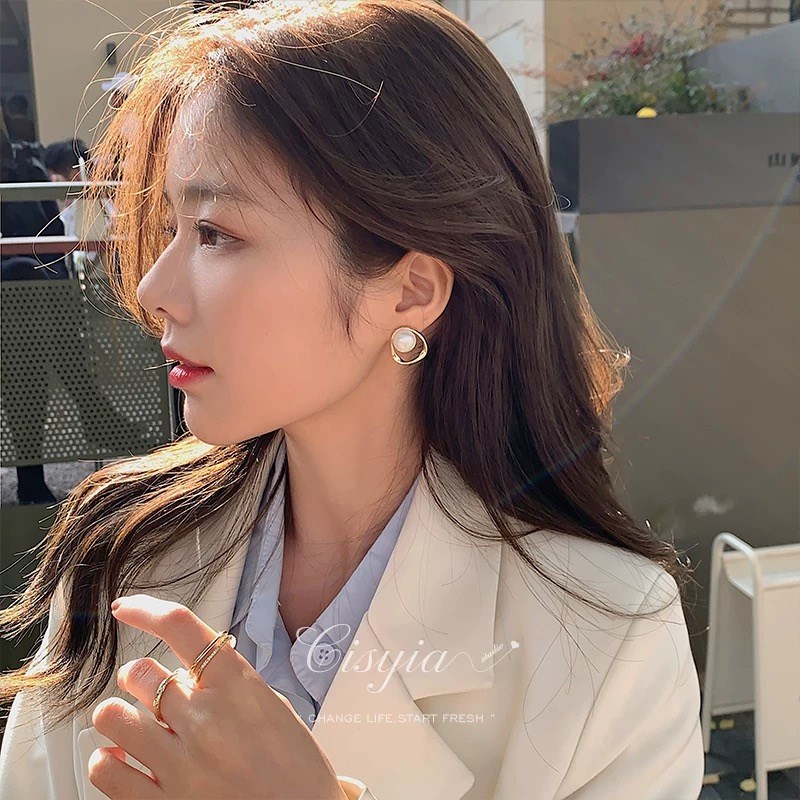 B她非池物珍珠新中式吊坠耳环女小众百搭设计感打结耳钉耳饰