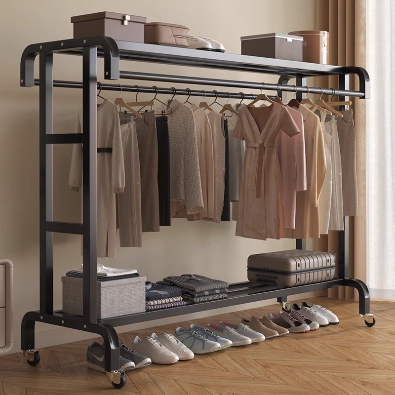 晾衣架落地家用卧室内挂衣架阳台秋冬晒衣服简易衣帽架子结实耐用