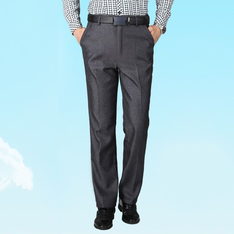 B宽松中老年人男裤春秋长裤w爸爸裤子夏季薄款西装裤中年男士休闲