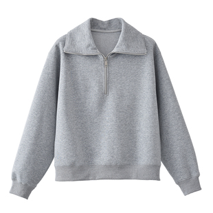 小个子短款春季2024新款半拉链翻领春秋款卫衣女春秋百搭女款爆款