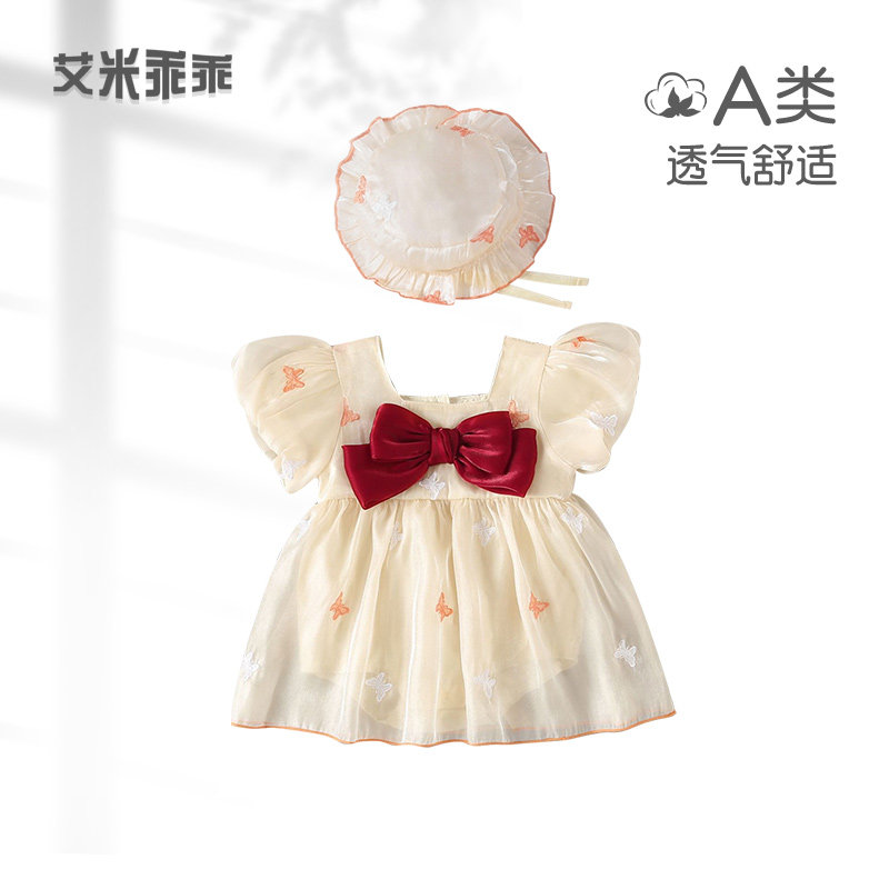 夏款婴儿衣服新生宝宝夏季包屁衣裙女婴夏装连体衣网纱公主哈衣裙