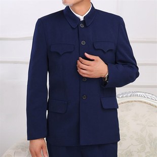 男士中老年中山装男单上衣爸爸中山服外套男装春秋装老年西服翻领