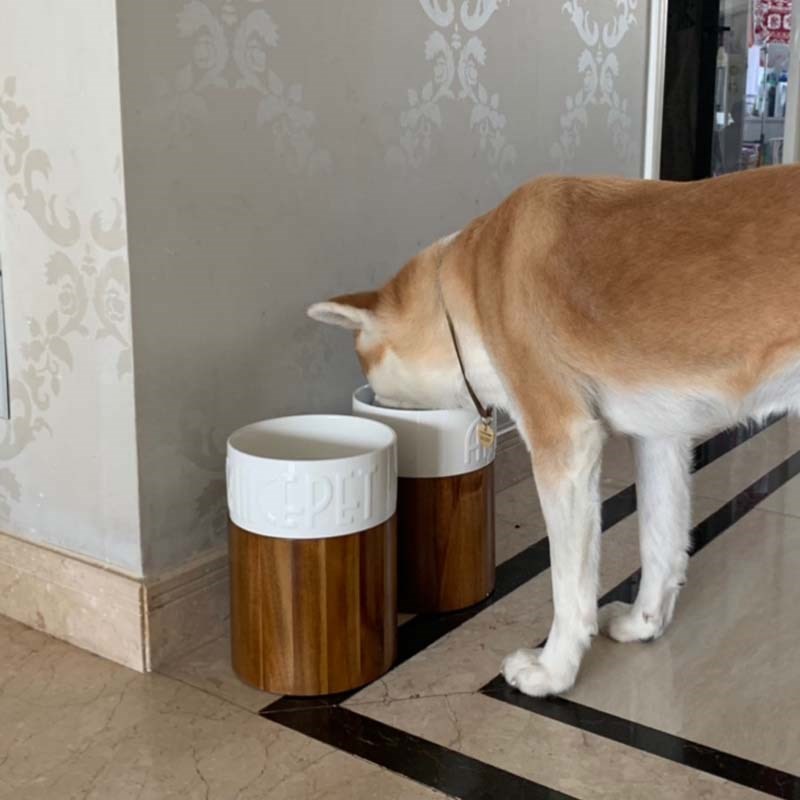 狗盆狗碗猫碗大型犬狗碗宠物陶瓷水盆防打翻狗食盆碗架护颈狗饭桌