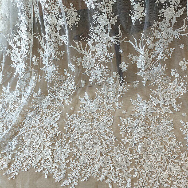 新款白色婚纱礼服装旗袍头纱补丁蕾丝面布料DIY手工材料门帘桌布